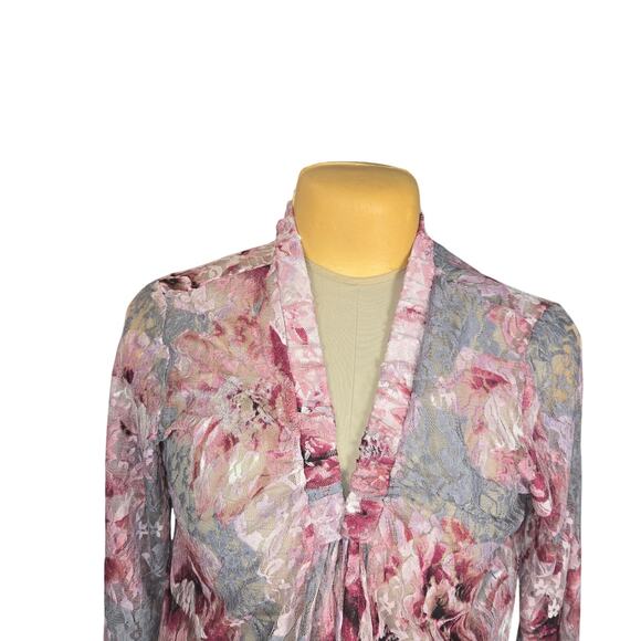 Serengeti Womens Large Open Front Lace Top Cover Up Topper Floral Sheer Vacation - Picture 3 of 11